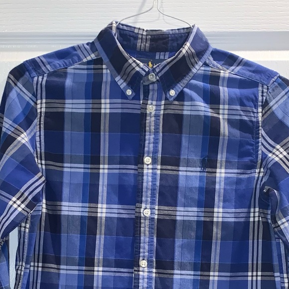 POLO Ralph Lauren blue plaid dress shirt BOYS size 14 16 14/16 - Picture 4 of 10